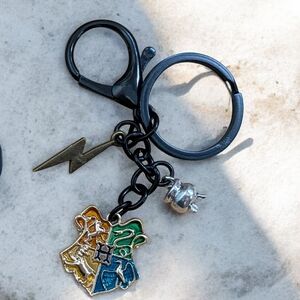 Colorful Crest Keychain with Lightning Charm